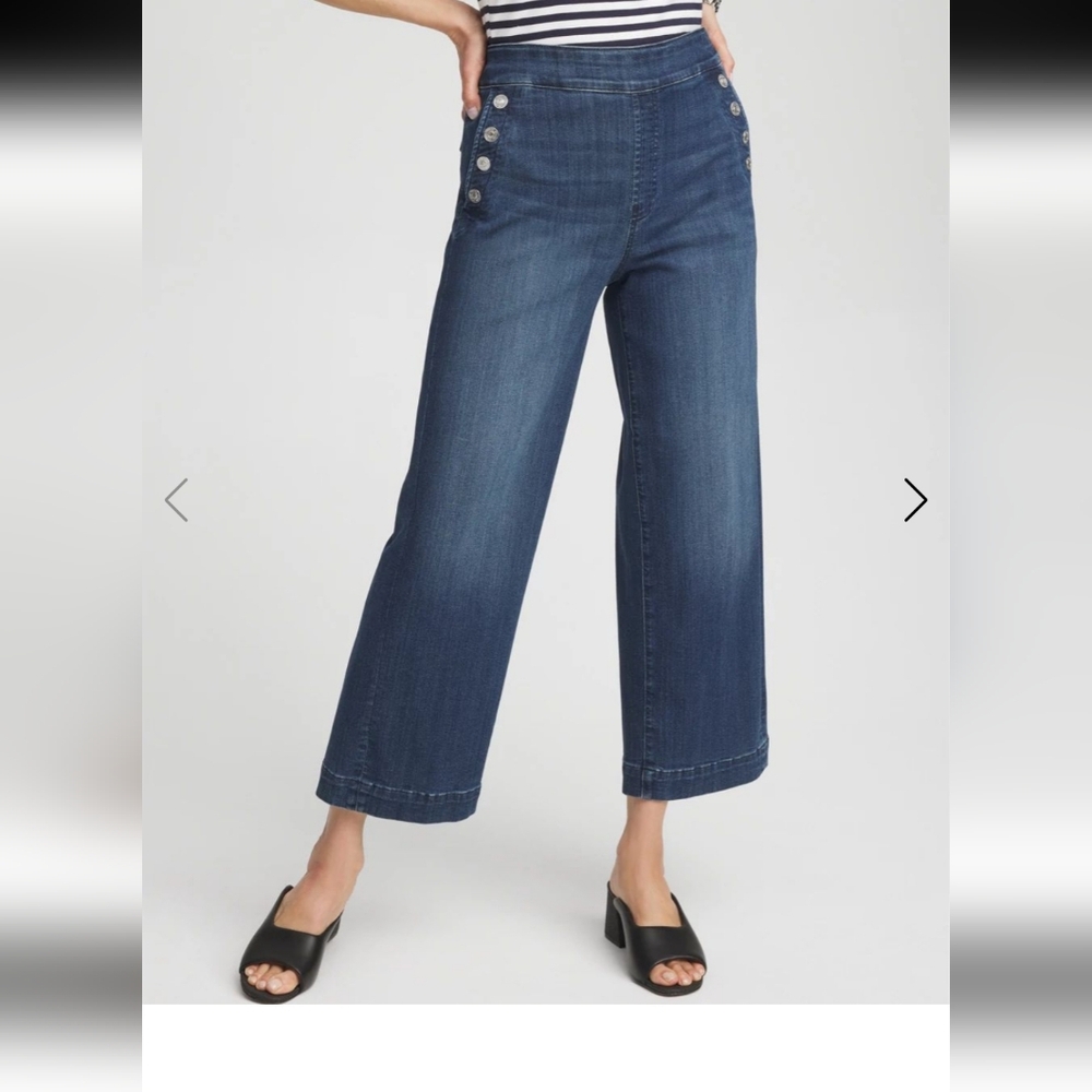 Petite Pull-On Wide Leg Ankle Jeans